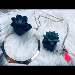 J. Crew Gold Choker Tassel Necklace